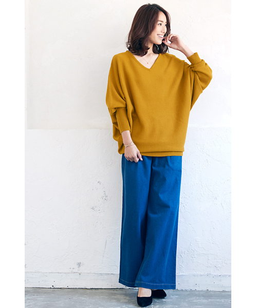 Pierrot（ピエロ）の「ビッグシルエット 7ゲージ ドルマンニット（ニット/セーター・レディース・チャコール/グリーン系その他/マスタード/オフホワイト/ブルー/ブラック・M）」の16枚目の写真