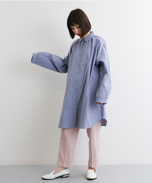 MERLOT（メルロー）の「ビッグシャツワンピース4886（シャツワンピース・レディース・ライトグリーン/ベージュ/オフホワイト/グレー/ブラック・FREE）」の15枚目の写真