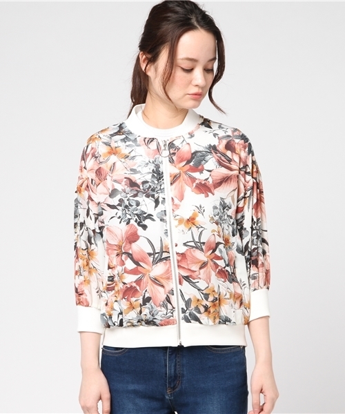 VENCEEXCHANGE（ヴァンスエクスチェンジ）の「花柄ブルゾン                     （ブルゾン・レディース・ブラック/ホワイト・MEDIUM）」の3枚目の写真