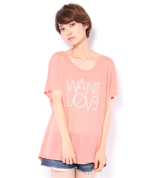 LOVE BOAT（ラブ・ボート）の「WANT Tシャツ（Tシャツ/カットソー・レディース・ホワイト系/ブラック系/ピンク系/ベージュ系・FREE）」の4枚目の写真
