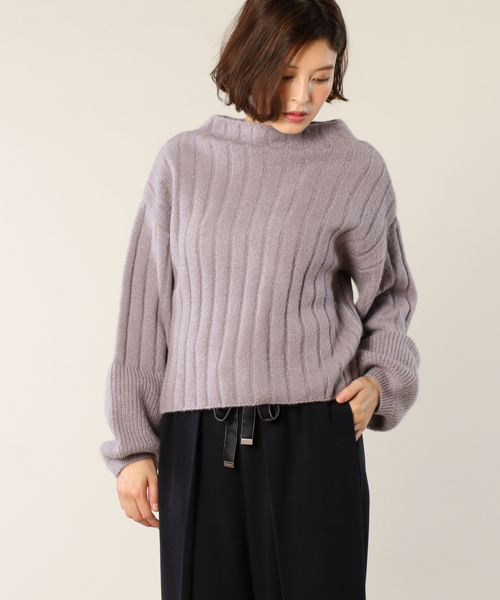 mystic（ミスティック）の「袖編地切り替えプルオーバー（ニット/セーター・レディース・グレー/ピンク/ブラック/アイボリー・FREE）」の3枚目の写真