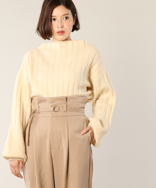 mystic（ミスティック）の「袖編地切り替えプルオーバー（ニット/セーター・レディース・グレー/ピンク/ブラック/アイボリー・FREE）」の2枚目の写真