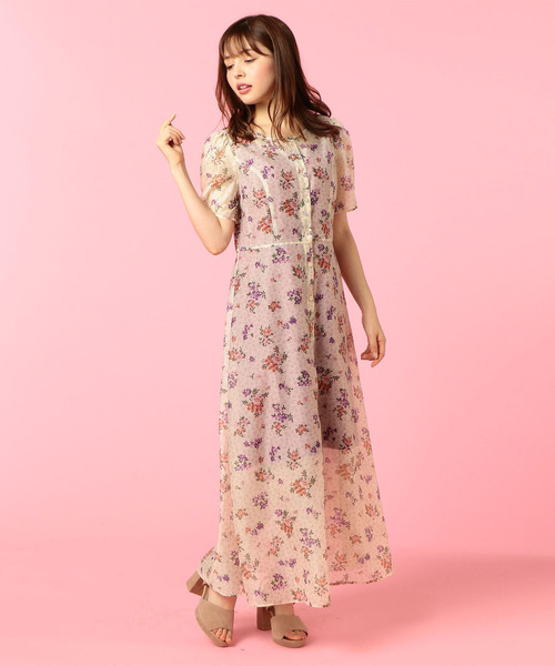 Miia ミーア の シースルーフラワープリントワンピース ワンピース Wear Miia ミーア の シースルーフラワープリントワンピース ワンピース Wear
