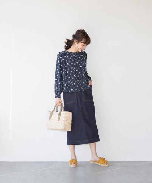 coen（コーエン）の「【セットアップ対応】フラワープリントブラウス(花柄ブラウス)（シャツ/ブラウス・レディース・イエロー/ネイビー・LARGE/MEDIUM）」の11枚目の写真