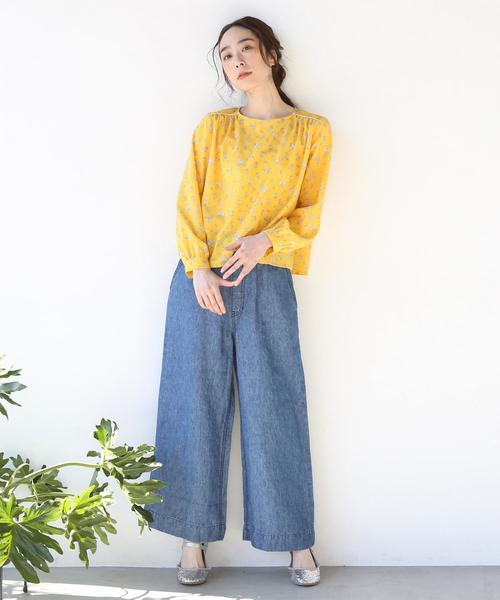 coen（コーエン）の「【セットアップ対応】フラワープリントブラウス(花柄ブラウス)（シャツ/ブラウス・レディース・イエロー/ネイビー・LARGE/MEDIUM）」の17枚目の写真