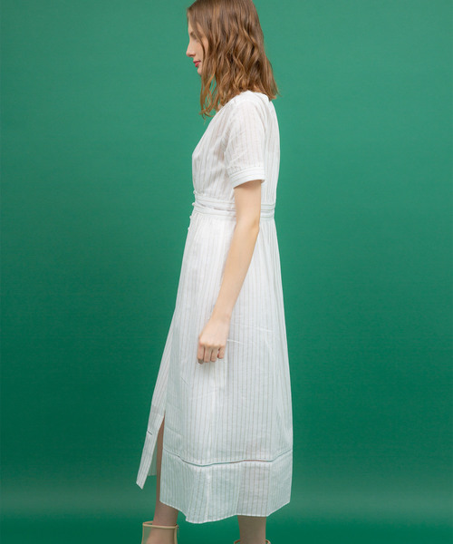 UNITED TOKYO（ユナイテッドトウキョウ）の「ストライプラダーレースワンピース（ワンピース・レディース・ホワイト/キャメル・1）」の8枚目の写真