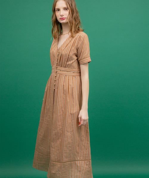 UNITED TOKYO（ユナイテッドトウキョウ）の「ストライプラダーレースワンピース（ワンピース・レディース・ホワイト/キャメル・1）」の17枚目の写真