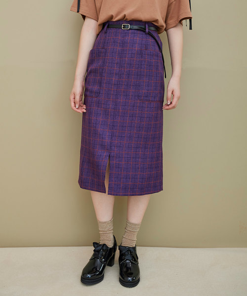 OLIVE des OLIVE（オリーブデオリーブ）の「ベルト付きポケットタイトスカート（スカート・レディース・キャメル/パープル/ブラック・FREE）」の3枚目の写真