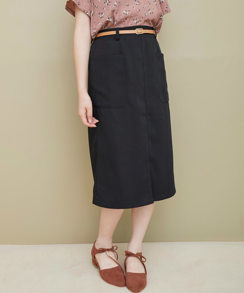 OLIVE des OLIVE（オリーブデオリーブ）の「ベルト付きポケットタイトスカート（スカート・レディース・キャメル/パープル/ブラック・FREE）」の2枚目の写真