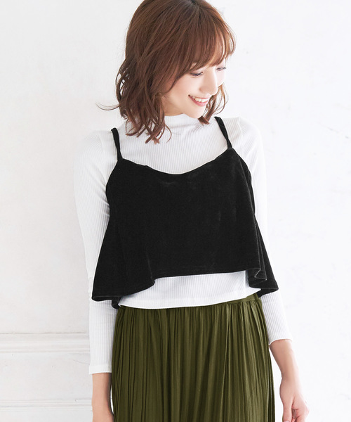 Ninarobe(ニーナローブ)の「ニット×ベロアビスチェトップスアンサンブル(ニット/セーター)」|ブラック