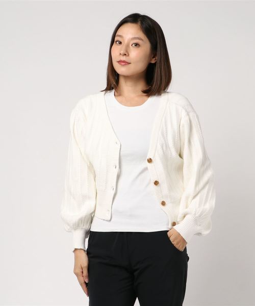 archives(アルシーヴ)の「透かし柄2WAYカーディガン(ニット/セーター・レディース・ブラック/ベージュ/オフホワイト/マスタード/アイボリー/ブラウン・MEDIUM)」の13枚目の写真