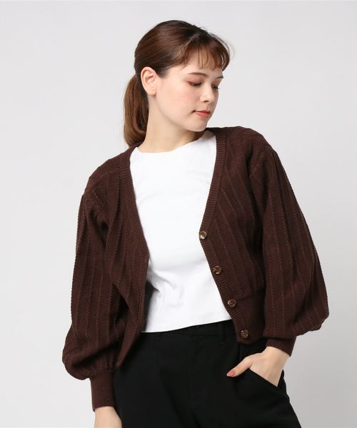 archives(アルシーヴ)の「透かし柄2WAYカーディガン(ニット/セーター・レディース・ブラック/ベージュ/オフホワイト/マスタード/アイボリー/ブラウン・MEDIUM)」の5枚目の写真