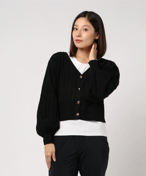 archives(アルシーヴ)の「透かし柄2WAYカーディガン(ニット/セーター・レディース・ブラック/ベージュ/オフホワイト/マスタード/アイボリー/ブラウン・MEDIUM)」の4枚目の写真