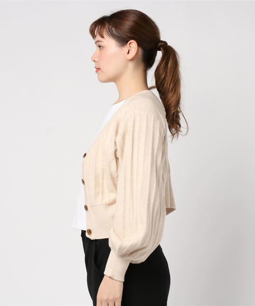 archives(アルシーヴ)の「透かし柄2WAYカーディガン(ニット/セーター・レディース・ブラック/ベージュ/オフホワイト/マスタード/アイボリー/ブラウン・MEDIUM)」の8枚目の写真