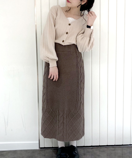 archives(アルシーヴ)の「透かし柄2WAYカーディガン(ニット/セーター・レディース・ブラック/ベージュ/オフホワイト/マスタード/アイボリー/ブラウン・MEDIUM)」の15枚目の写真