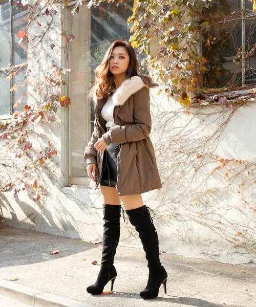 【美品】45rpm　リブニット ダウンコート 馬革　ゴールド　M PONTELAND／ポントランド】リバーシブルダウンコート