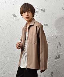 MinoriTY | リングZIPブリティッシュストライプシャツ レトロストライプドリズラー(シャツ/ブラウス)