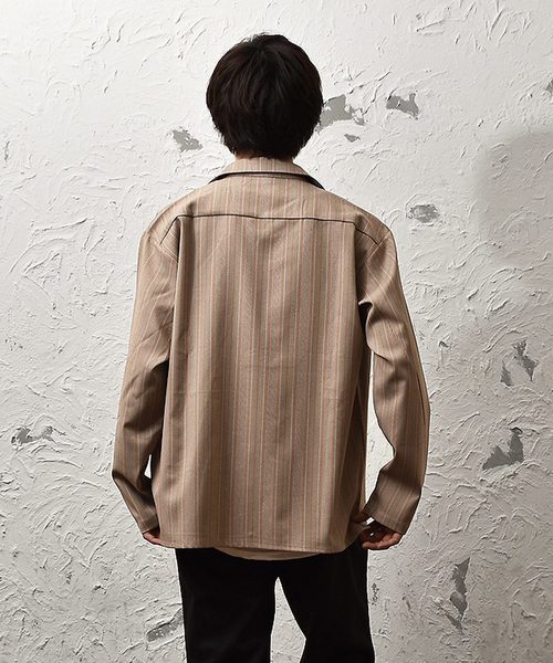 MinoriTY（マイノリティ）の「リングZIPブリティッシュストライプシャツ レトロストライプ（シャツ/ブラウス・メンズ・ブラウン/グレー・M/L）」の6枚目の写真