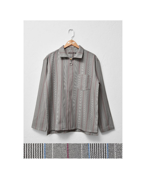 MinoriTY（マイノリティ）の「リングZIPブリティッシュストライプシャツ レトロストライプ（シャツ/ブラウス・メンズ・ブラウン/グレー・M/L）」の7枚目の写真