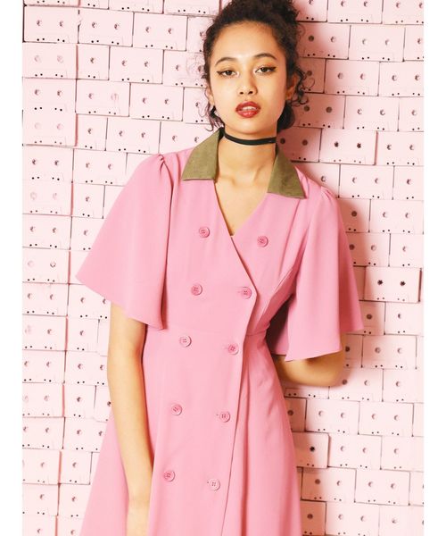 jouetie(ジュエティ)の「ノーカラーダブルボタンワンピース(ワンピース・レディース・ブラック/パープル/ピンク・MEDIUM)」の19枚目の写真