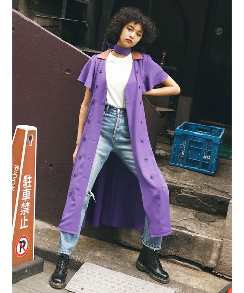 jouetie(ジュエティ)の「ノーカラーダブルボタンワンピース(ワンピース・レディース・ブラック/パープル/ピンク・MEDIUM)」の20枚目の写真