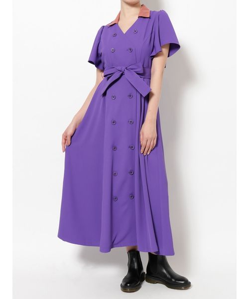 jouetie(ジュエティ)の「ノーカラーダブルボタンワンピース(ワンピース・レディース・ブラック/パープル/ピンク・MEDIUM)」の15枚目の写真