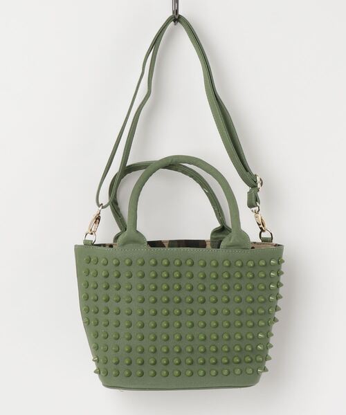 RiNc （リンク）の「【 GLAM JAM / グラムジャム 】 ONI スタッズ トートバッグ（ハンドバッグ・レディース・ブラック/ブラック系その他/ブラック系その他2/ブラック×ブラック/ブラック×シルバー/グレー/カーキ/インディゴブルー/ピンク/ピンク系その他/レッド/その他/その他1/その他2/その他3/その他4/その他5/その他11/その他10/その他8/その他12/その他9/その他7/その他6/その他15/ブラック系その他3/その他14/ホワイト/ホワイト系その他/ホワイト系その他3/ブルー系その他/オレンジ/ネイビー/イエロー/ブルー/ホワイト系その他2/ホワイト×ホワイト/ブルー系その他2・FREE）」の14枚目の写真