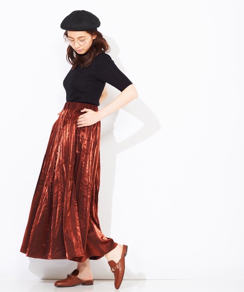 WEGO(ウィゴー)の「WEGO/サテンワッシャープリーツマキシスカート(スカート・レディース・ブラウン/ブラック・FREE)」の5枚目の写真