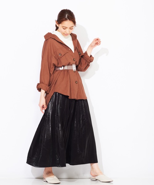 WEGO(ウィゴー)の「WEGO/サテンワッシャープリーツマキシスカート(スカート・レディース・ブラウン/ブラック・FREE)」の7枚目の写真