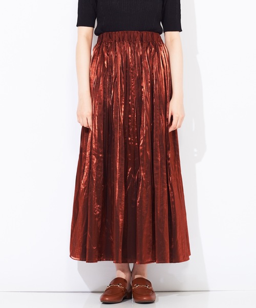WEGO(ウィゴー)の「WEGO/サテンワッシャープリーツマキシスカート(スカート・レディース・ブラウン/ブラック・FREE)」の9枚目の写真