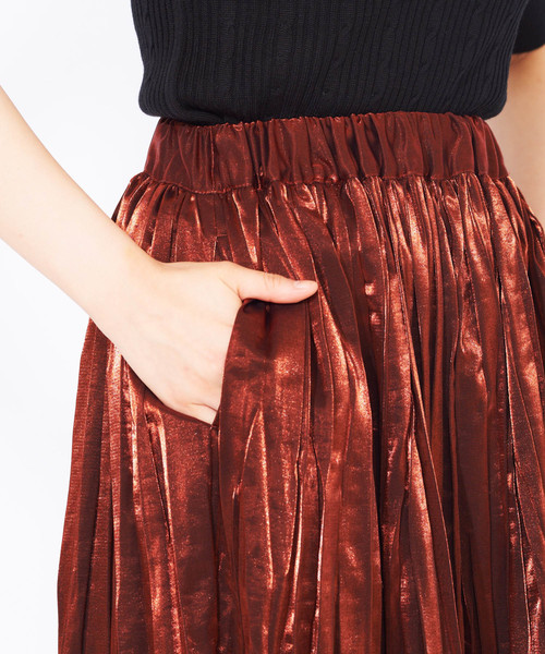 WEGO(ウィゴー)の「WEGO/サテンワッシャープリーツマキシスカート(スカート・レディース・ブラウン/ブラック・FREE)」の13枚目の写真