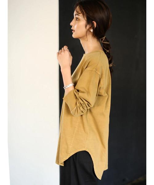 CRAFT STANDARD BOUTIQUE（クラフトスタンダードブティック）の「裾ラウンドピグメントカットプルオーバー〇（Tシャツ/カットソー・レディース・ベージュ/ネイビー/オフホワイト/マスタード・M/L）」の15枚目の写真
