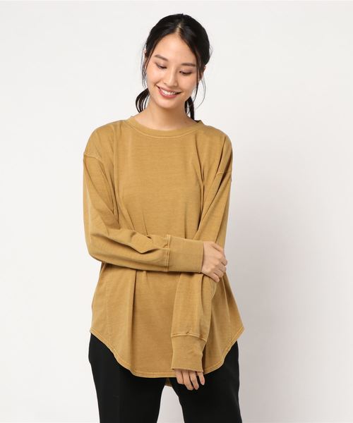 CRAFT STANDARD BOUTIQUE（クラフトスタンダードブティック）の「裾ラウンドピグメントカットプルオーバー〇（Tシャツ/カットソー・レディース・ベージュ/ネイビー/オフホワイト/マスタード・M/L）」の5枚目の写真