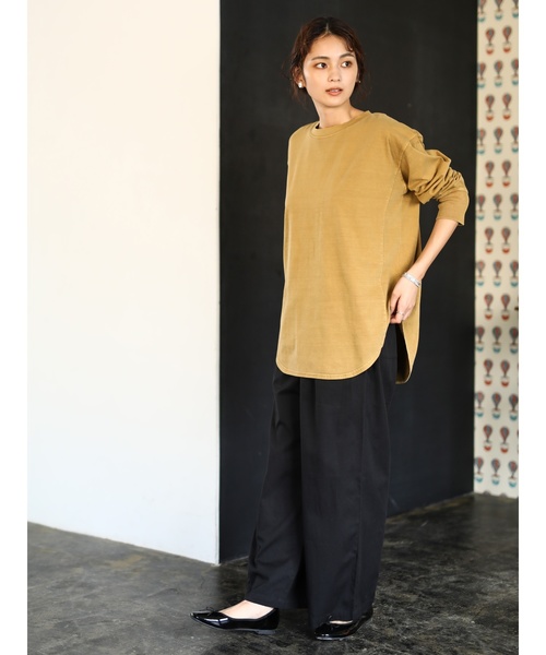 CRAFT STANDARD BOUTIQUE（クラフトスタンダードブティック）の「裾ラウンドピグメントカットプルオーバー〇（Tシャツ/カットソー・レディース・ベージュ/ネイビー/オフホワイト/マスタード・M/L）」の7枚目の写真