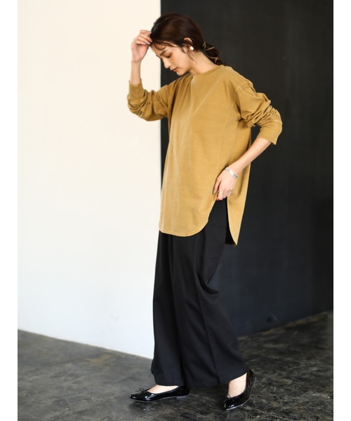 CRAFT STANDARD BOUTIQUE（クラフトスタンダードブティック）の「裾ラウンドピグメントカットプルオーバー〇（Tシャツ/カットソー・レディース・ベージュ/ネイビー/オフホワイト/マスタード・M/L）」の8枚目の写真