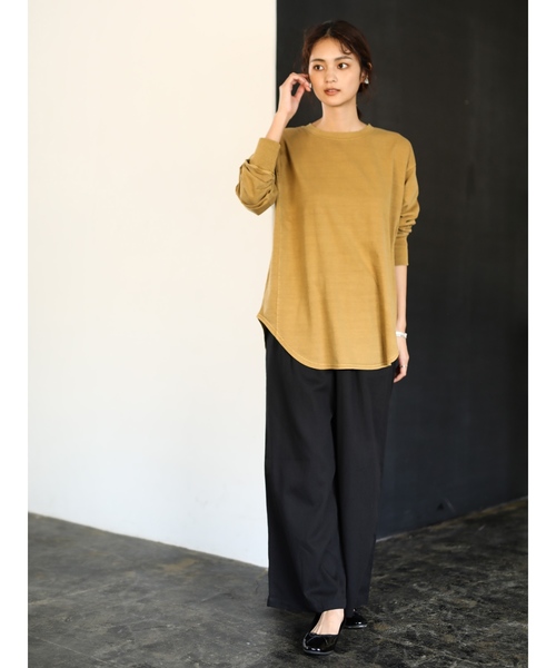 CRAFT STANDARD BOUTIQUE（クラフトスタンダードブティック）の「裾ラウンドピグメントカットプルオーバー〇（Tシャツ/カットソー・レディース・ベージュ/ネイビー/オフホワイト/マスタード・M/L）」の9枚目の写真