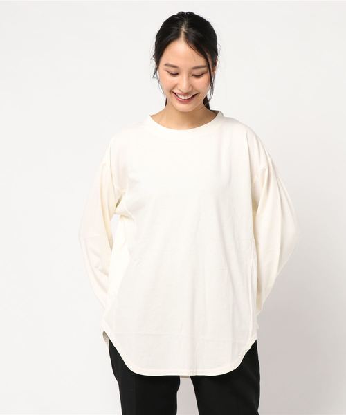 CRAFT STANDARD BOUTIQUE（クラフトスタンダードブティック）の「裾ラウンドピグメントカットプルオーバー〇（Tシャツ/カットソー・レディース・ベージュ/ネイビー/オフホワイト/マスタード・M/L）」の10枚目の写真