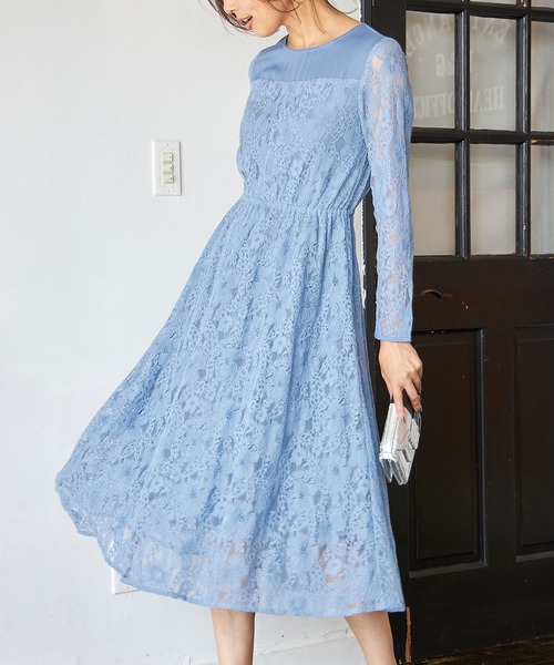 ワンピース レースフィットアンドフレアワンピース ワンピース Nostalgia アンドドットノスタルジア のファッション