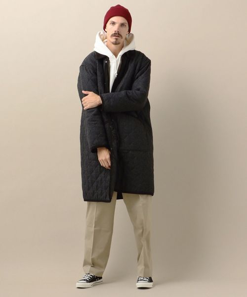 SHIPS（シップス）の「SU: ビッグシルエット キルティング ロングコート チェック（ステンカラーコート・メンズ・グリーン/ダークグレー・SMALL/MEDIUM/LARGE）」の3枚目の写真