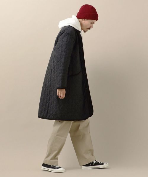 SHIPS（シップス）の「SU: ビッグシルエット キルティング ロングコート チェック（ステンカラーコート・メンズ・グリーン/ダークグレー・SMALL/MEDIUM/LARGE）」の4枚目の写真