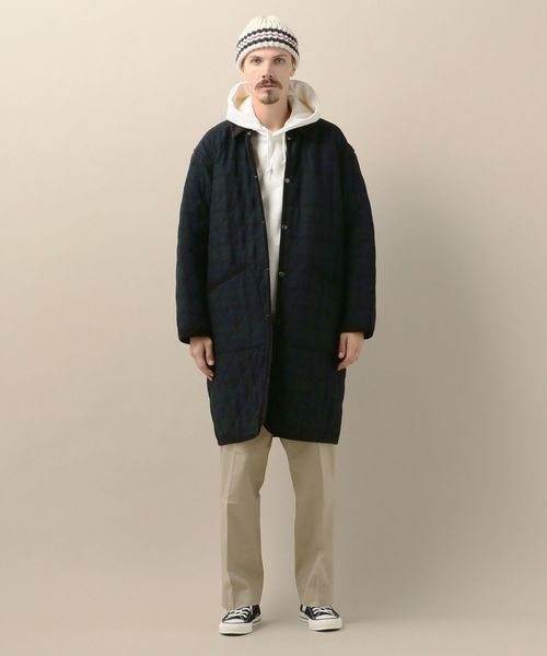 SHIPS（シップス）の「SU: ビッグシルエット キルティング ロングコート チェック（ステンカラーコート・メンズ・グリーン/ダークグレー・SMALL/MEDIUM/LARGE）」の7枚目の写真