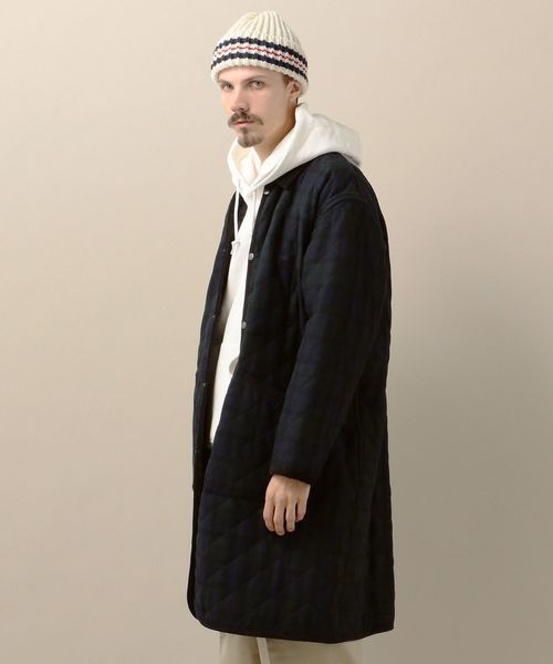 SHIPS（シップス）の「SU: ビッグシルエット キルティング ロングコート チェック（ステンカラーコート・メンズ・グリーン/ダークグレー・SMALL/MEDIUM/LARGE）」の17枚目の写真