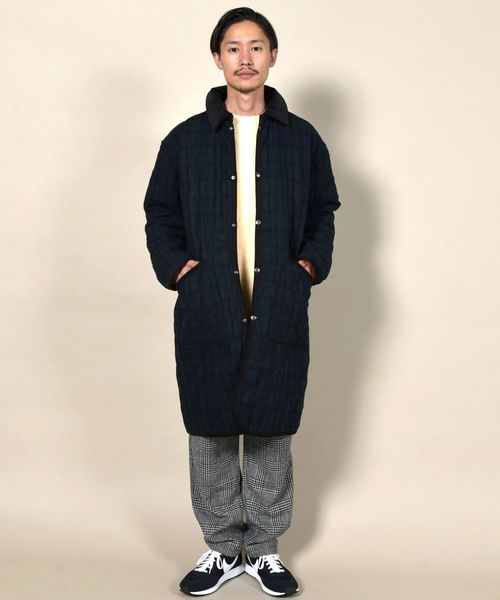 SHIPS（シップス）の「SU: ビッグシルエット キルティング ロングコート チェック（ステンカラーコート・メンズ・グリーン/ダークグレー・SMALL/MEDIUM/LARGE）」の15枚目の写真