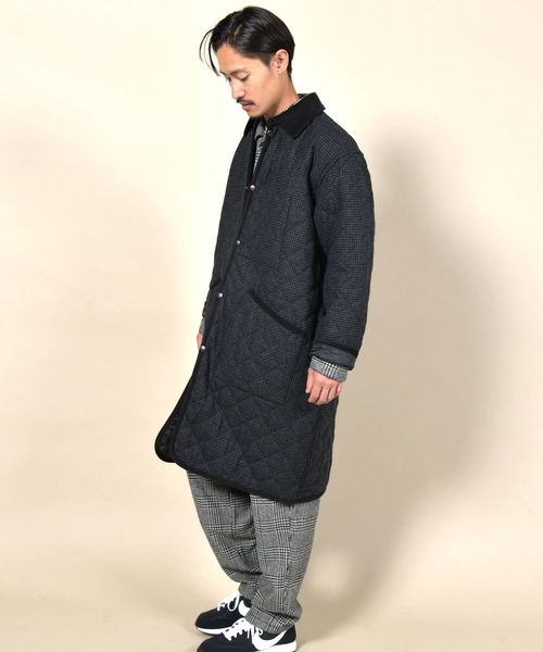 SHIPS（シップス）の「SU: ビッグシルエット キルティング ロングコート チェック（ステンカラーコート・メンズ・グリーン/ダークグレー・SMALL/MEDIUM/LARGE）」の20枚目の写真