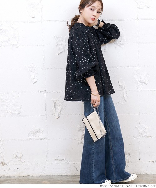 coca（coca）（コカ）の「スクエアドットバックリボンブラウス（シャツ/ブラウス・レディース・ブラック・ONE SIZE）」の13枚目の写真