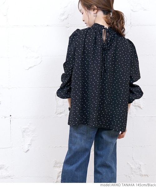 coca（coca）（コカ）の「スクエアドットバックリボンブラウス（シャツ/ブラウス・レディース・ブラック・ONE SIZE）」の9枚目の写真