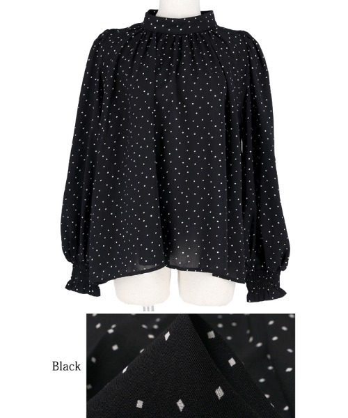 coca（coca）（コカ）の「スクエアドットバックリボンブラウス（シャツ/ブラウス・レディース・ブラック・ONE SIZE）」の2枚目の写真