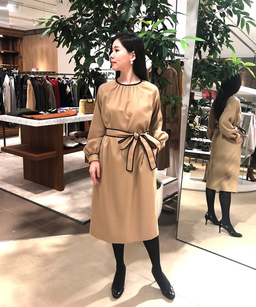 セール Estnation ジョーゼットパイピングウエストリボンワンピース ワンピース ワンピース ワンピース Estnation エストネーション のファッション