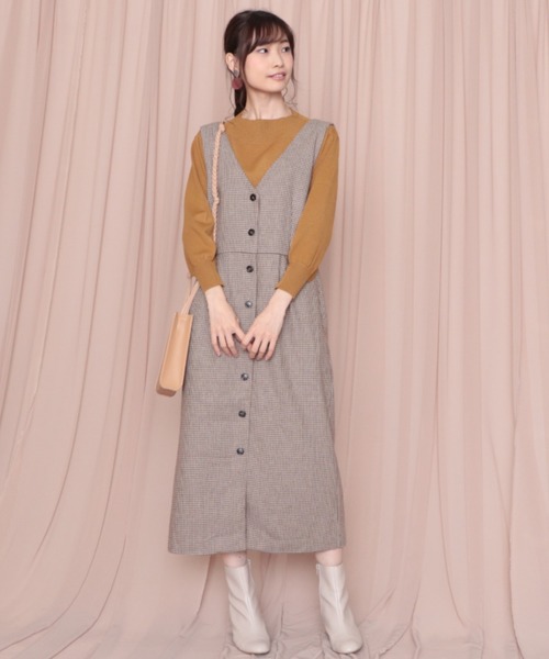 Cheek（チーク）の「千鳥格子ツイードジャンスカ（ジャンパースカート