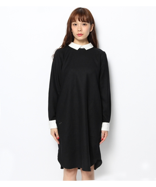 BEAMS BOY（ビームスボーイ）の「BEAMS BOY / 後ろボタン クレリック ワンピース（ワンピース・レディース・チャコールグレー/ブラック・ONE SIZE）」の3枚目の写真